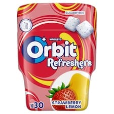 Wrigley's Orbit Refreshers žvýkačka bez cukru s jahodovou, citronovou příchutí se sladidly 30 ks 67g