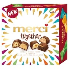 merci together kolekce pralinek z mléčné čokolády s náplní 175g