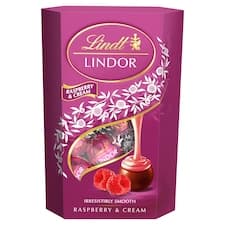 Lindt Lindor Bonbóny z mléčné čokolády s jemnou malinovo-smetanovou náplní 200g
