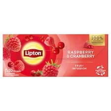 Lipton Raspberry & Cranberry aromatizovaný ovocný nálev 20 sáčků 32g