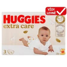 Huggies Extra Care plenky velikost 3 pro děti 6-10kg 72 ks