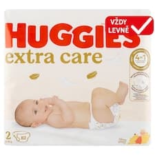 Huggies Extra Care plenky velikost 2 pro děti 3-6kg 82 ks