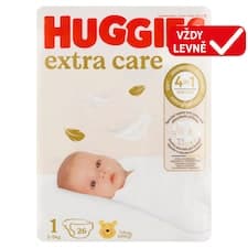 Huggies Extra Care plenky velikost 1 pro děti 2-5kg 26 ks