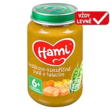 Hami příkrm Hráškovo-kukuřičné pyré s telecím od uk. 6. měsíce 200g