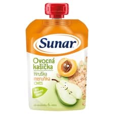Sunar kašička ovocná kapsička hruška, meruňka, ovesné vločky 6m+, 120g