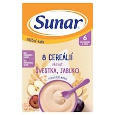 Sunar mléčná kaše s 8 cereáliemi švestka, jablko 210g