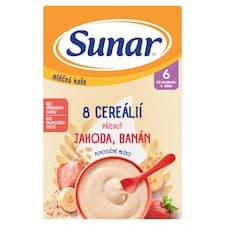 Sunar mléčná kaše s 8 cereáliemi jahoda, banán 210g