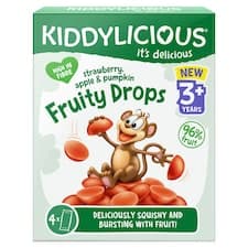 Kiddylicious Ovocné želé bonbónky jahoda, jablko a dýně 4 x 16g