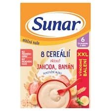 Sunar mléčná kaše s 8 cereáliemi jahoda, banán XXL 340g