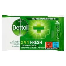 Dettol Fresh 2 v 1 dezinfekční ubrousky na ruce a povrchy 15 ks