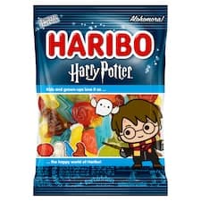 Haribo Harry Potter želé s ovocnými příchutěmi a kolovou příchutí s pěnovými cukrovinkami 80g