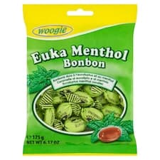 Woogie Tvrdé bonbony s eukalyptovou a mentolovou příchutí 175g
