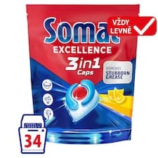 Somat Excellence 3in1 Lemon Fresh kapsle do automatické myčky nádobí 34 ks 615,4g