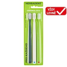 HERBADENT ORIGINAL ECO 3 Tripplepack zubní kartáček, jemná vlákna, v blistru 3 ks