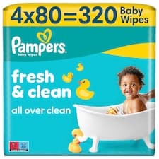 Pampers Fresh Clean Baby Dětské Čisticí Ubrousky 4 Balení 80 Ubrousků  Dětských Čisticích Ubrousků
