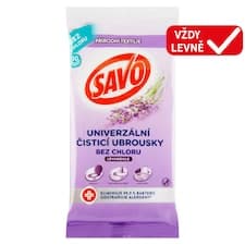 Savo univerzální čisticí ubrousky bez chloru levandule 30 ks
