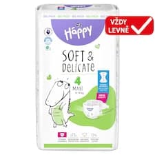 Bella Baby Happy dětské plenky s kanálky Soft & Delicate vel. 4 (8-14 kg), 62 ks