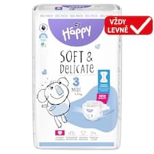 Bella Baby Happy dětské plenky s kanálky Soft & Delicate vel. 3 (5-9 kg), 70 ks