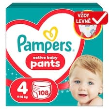 Pampers Active Baby Plenkové Kalhotky, Velikost 4, 108 Kusů, 9kg-15kg
