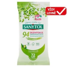 Sanytol Dezinfekce univerzální čistič utěrky eukalyptus a máta origins 94 % rostlinného původu 36 ks