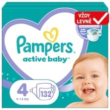 Pampers Active Baby, Velikost 4, 132 Plenky, 9kg-14kg
