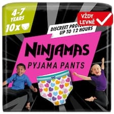 Ninjamas Absorpční Spodní Kalhotky na Noc,10 Absorpční Spodní Kalhotky na Noc, 7 Let