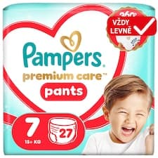 Plenkové Kalhotky Pampers Premium Care Pants Velikost 7, 27 ks, 15kg+