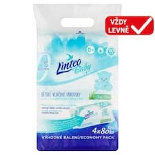 Linteo Baby Dětské vlhčené ubrousky aloe vera 4 x 80 ks