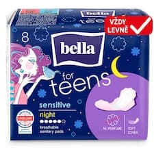 Bella For Teens Sensitive Night hygienické vložky 8 ks