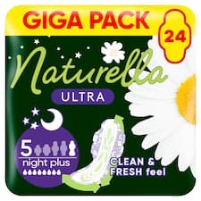 Naturella Ultra Night Plus, Velikost 5, Vložky S Křidélky, 24
