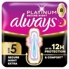 Always Platinum Hygienické Vložky Secure Night Extra (Velikost 5) 8 Ks