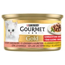 GOURMET Gold kousky ve šťávě s lososem a kuřetem 85g