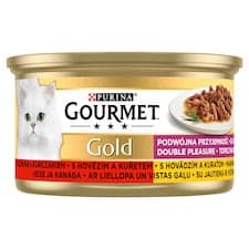 Gourmet Gold konzerva pro kočky hovězí, kuře 85g
