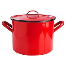 Smaltovaný hmec s vnitřní bílý úpravou červený 28 cm