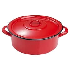 Smaltovaný kastrol s vnitřní bílou úpravou červený 24 cm