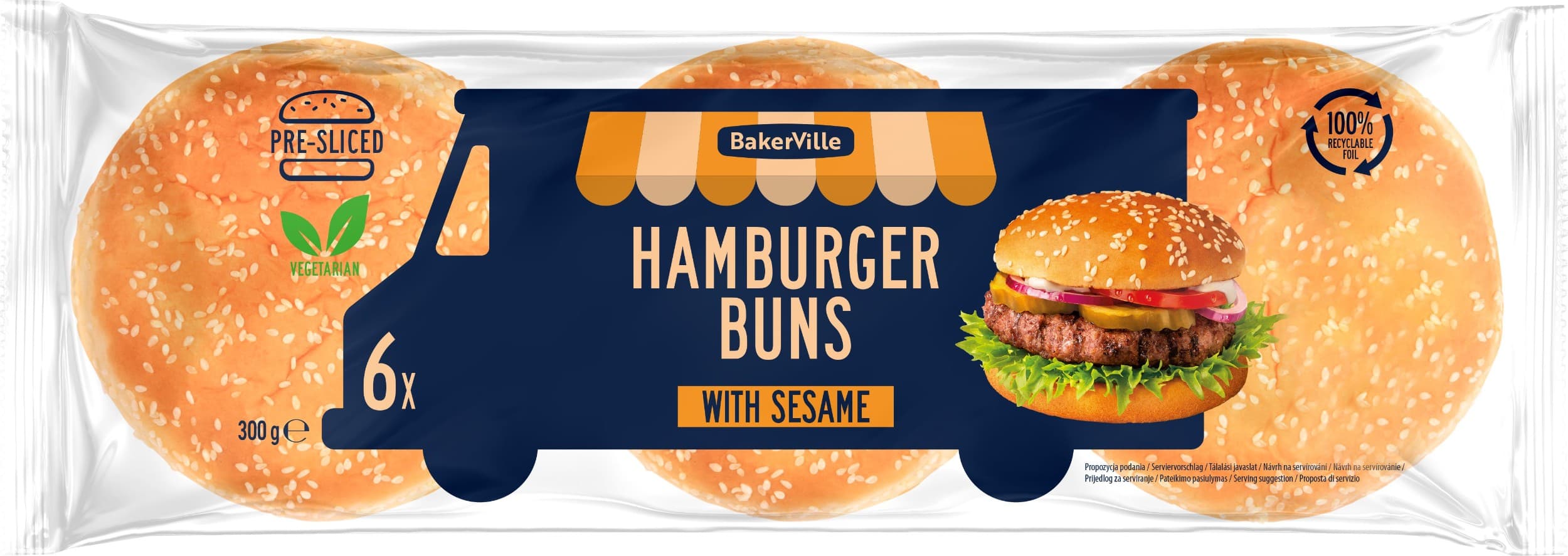 Bakerville Hamburger se sezamem 300g (6x50g)