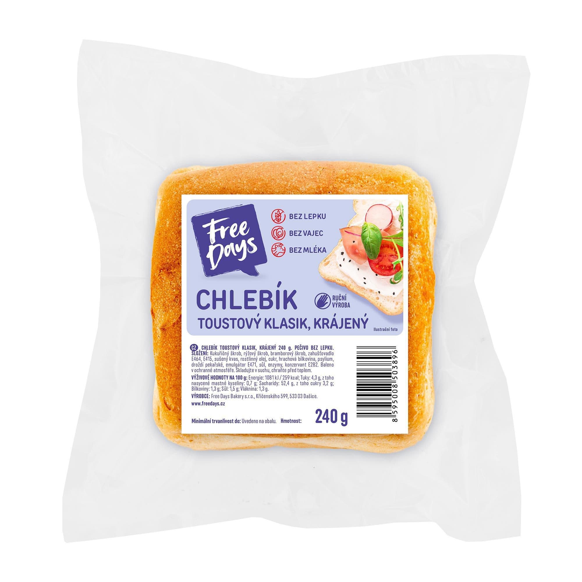 Free Days Chlebík Toustový klasik krájený 240g