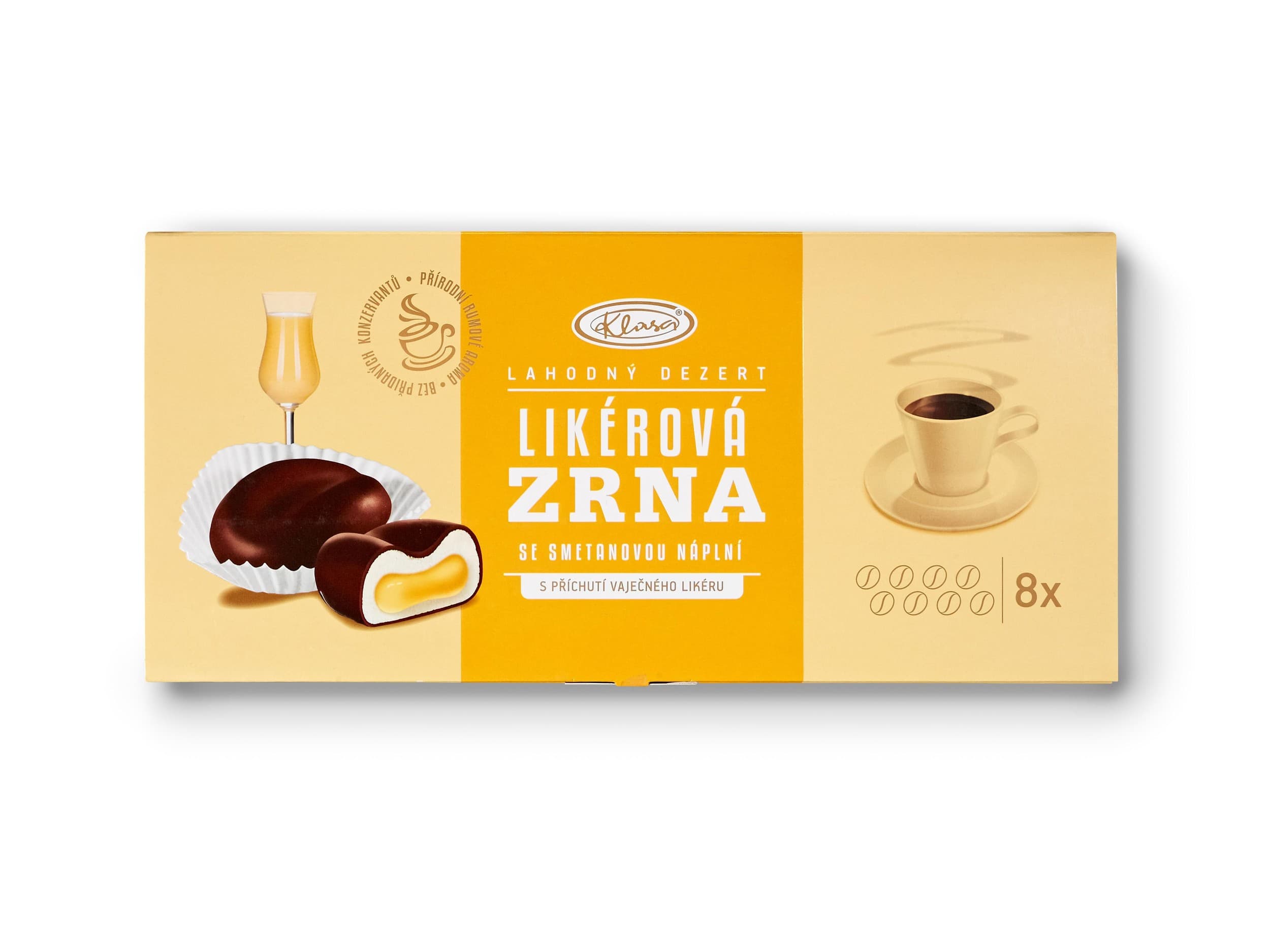 Klasa Likérová zrna se smetanovou náplní s příchutí vaječného likéru 160 g