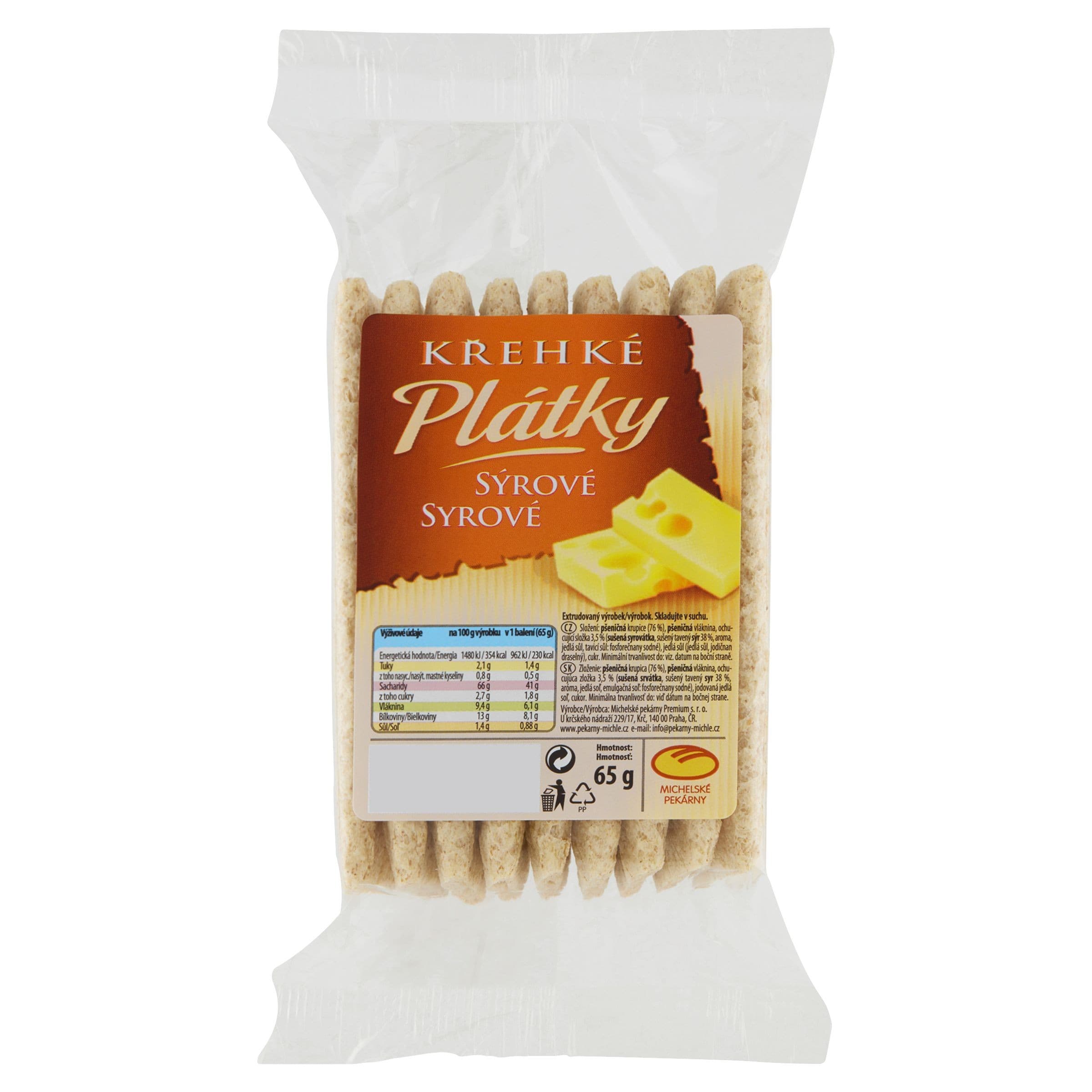 Michelské Pekárny Křehké plátky sýrové 65 g