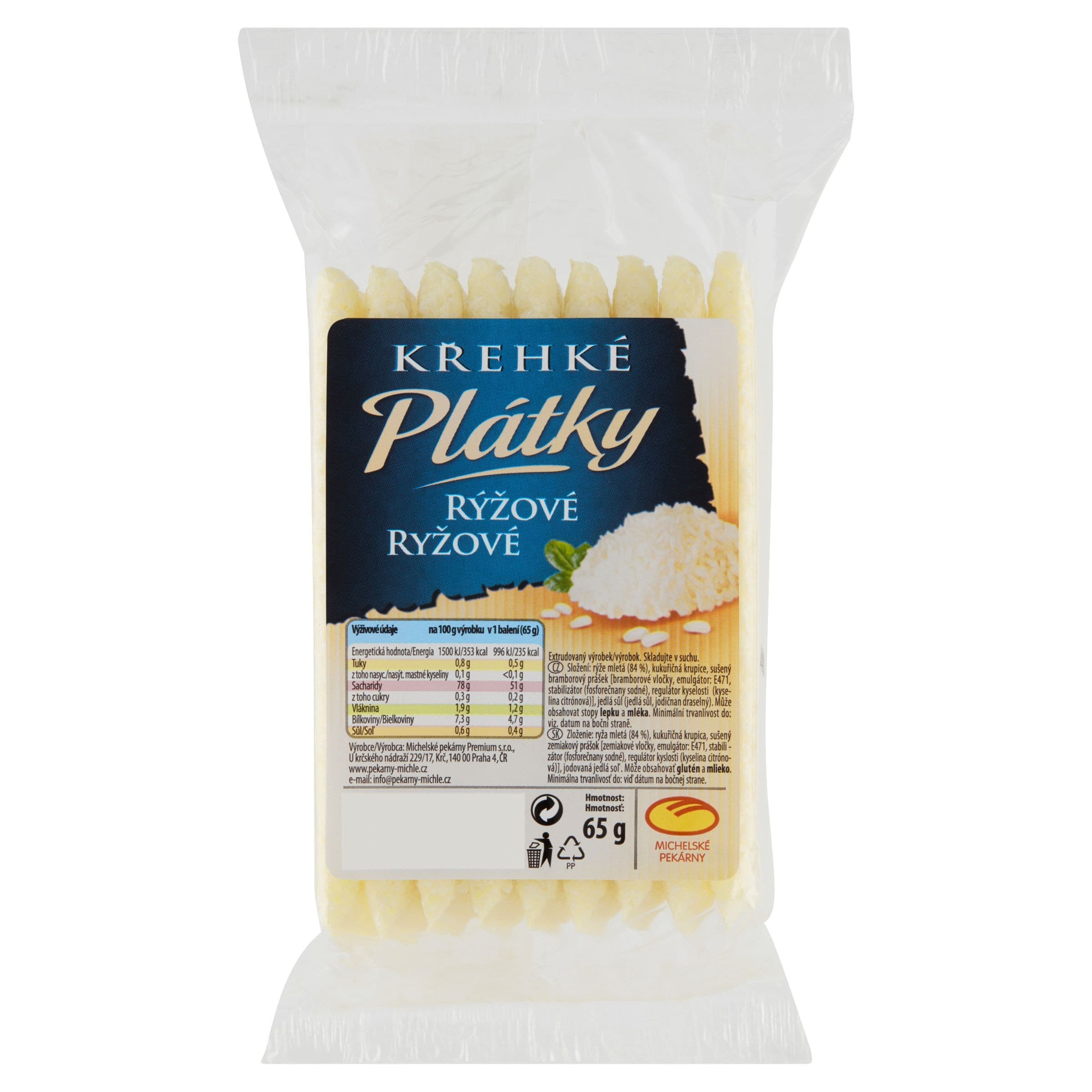 Michelské Pekárny Křehké plátky rýžové 65 g