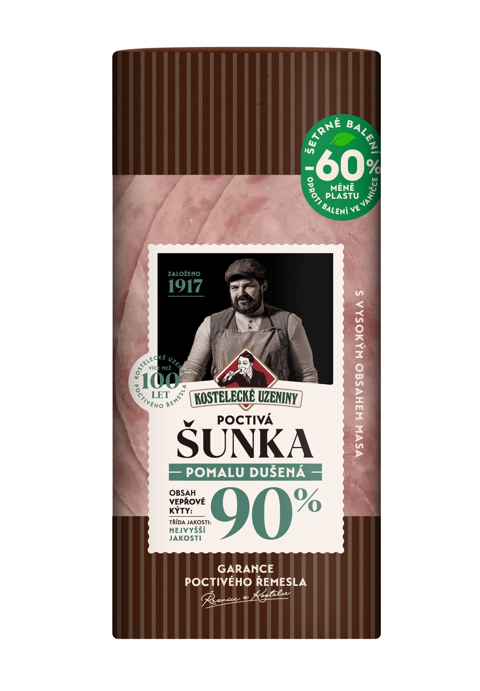Kostelecké Uzeniny Poctivá šunka pomalu dušená 100g