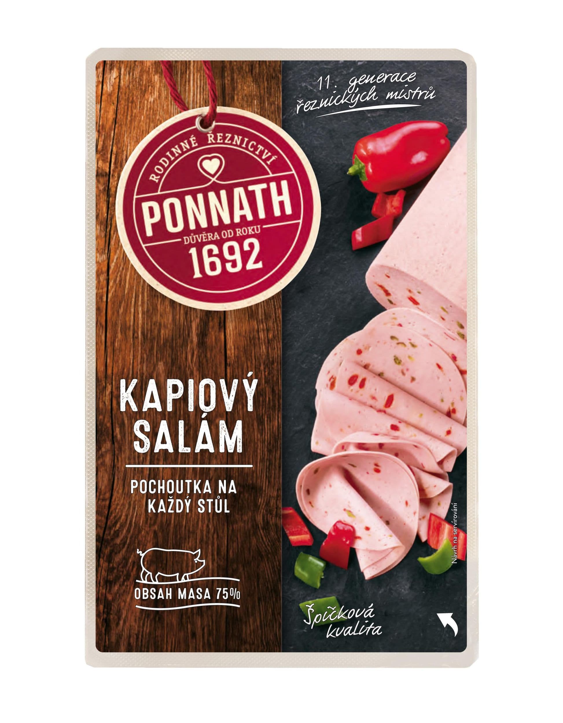 Ponnath Kapiový salám krájený 100 g
