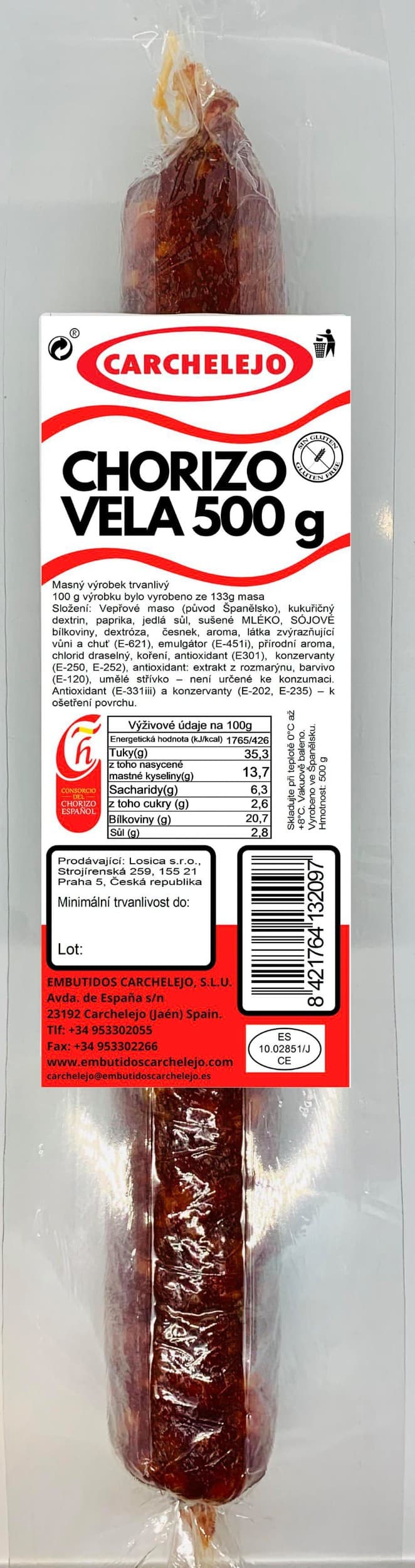 Carchelejo Chorizo vela 500 g