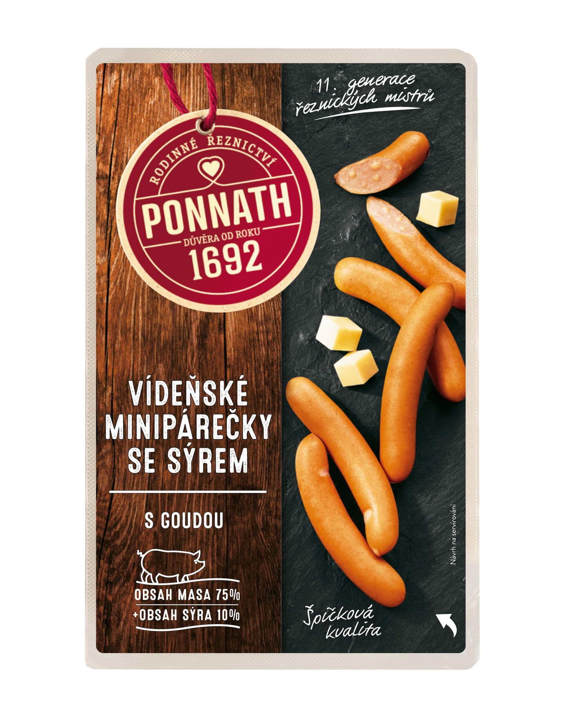 Ponnath Vídeňské minipárečky se sýrem 200 g