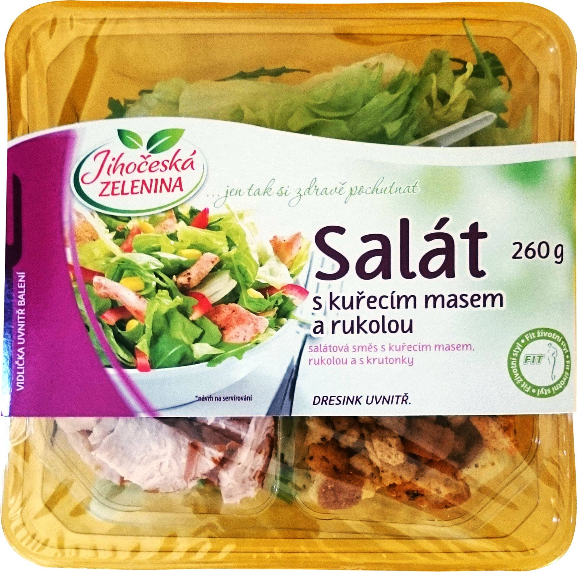 Jihočeská zelenina Salát s kuřecím masem a rukolou 260 g