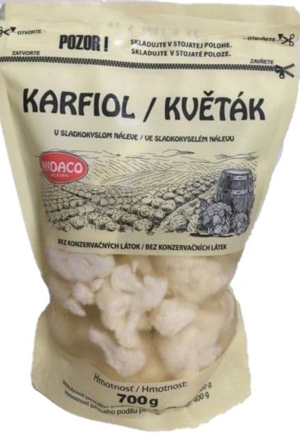 Andaco Květák ve sladkokyselém nálevu bez konzervačních látek 700 g