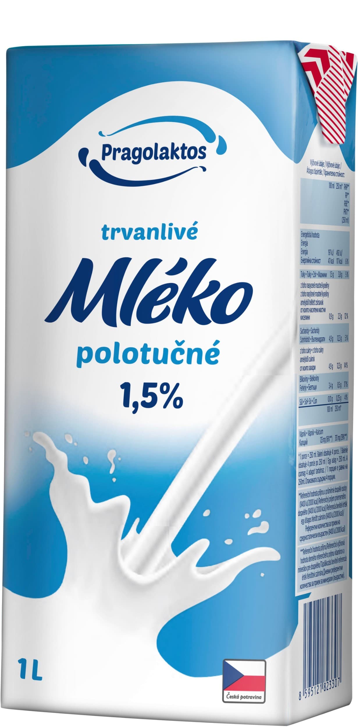 Pragolaktos Trvanlivé mléko 1,5% polotučné 1 l