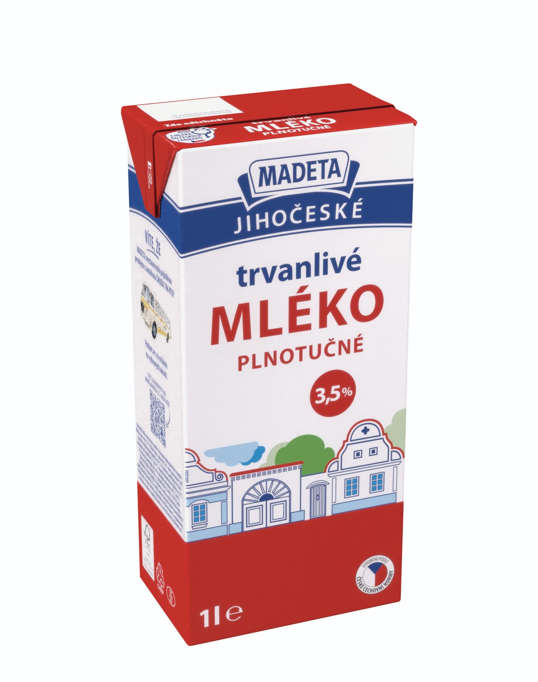 Madeta Jihočeské mléko trvanlivé plnotučné 3,5% 1 l