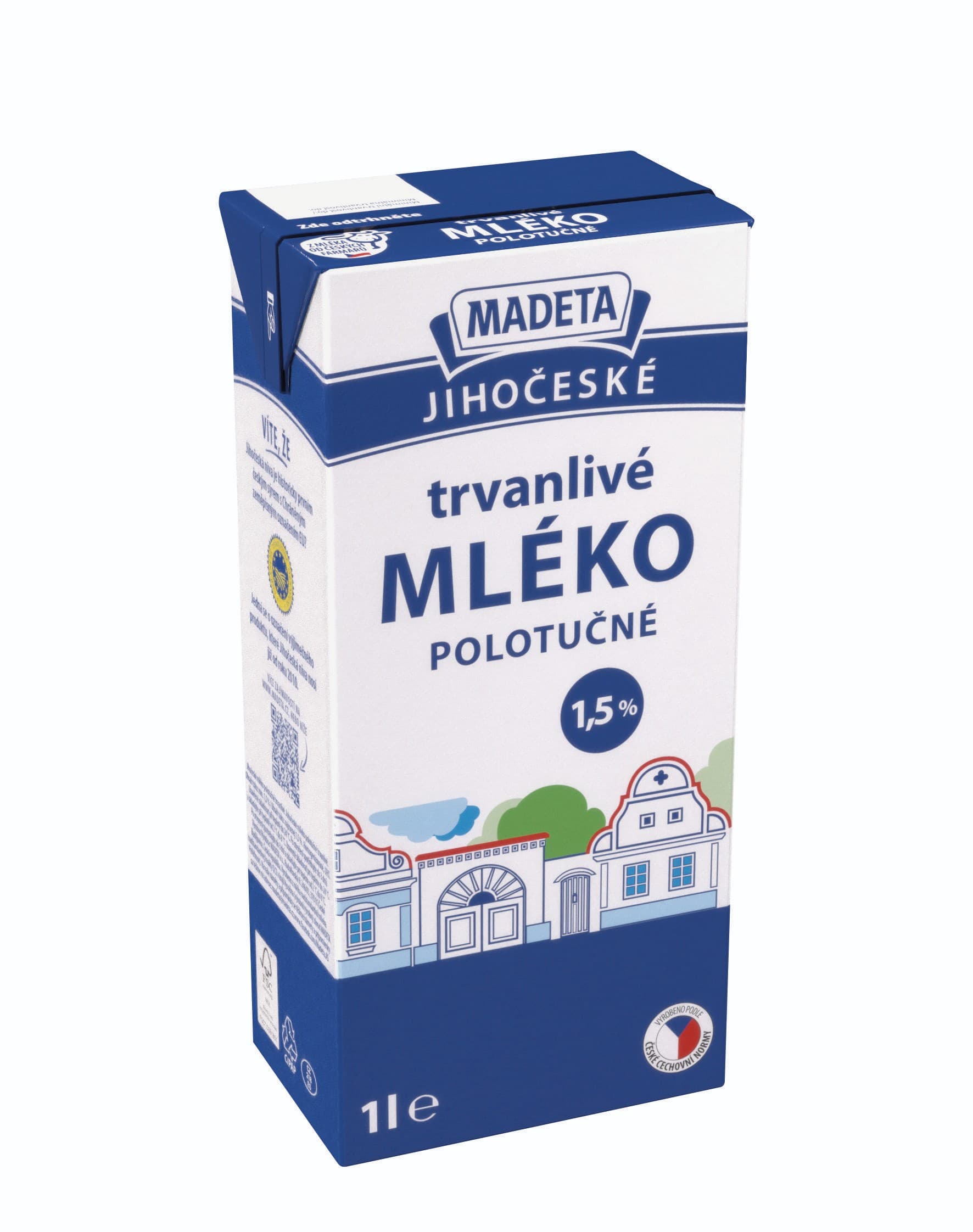 Madeta Jihočeské mléko trvanlivé polotučné 1,5% 1 l
