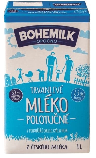 Bohemilk mléko trvanlivé polotučné 1,5% 1l